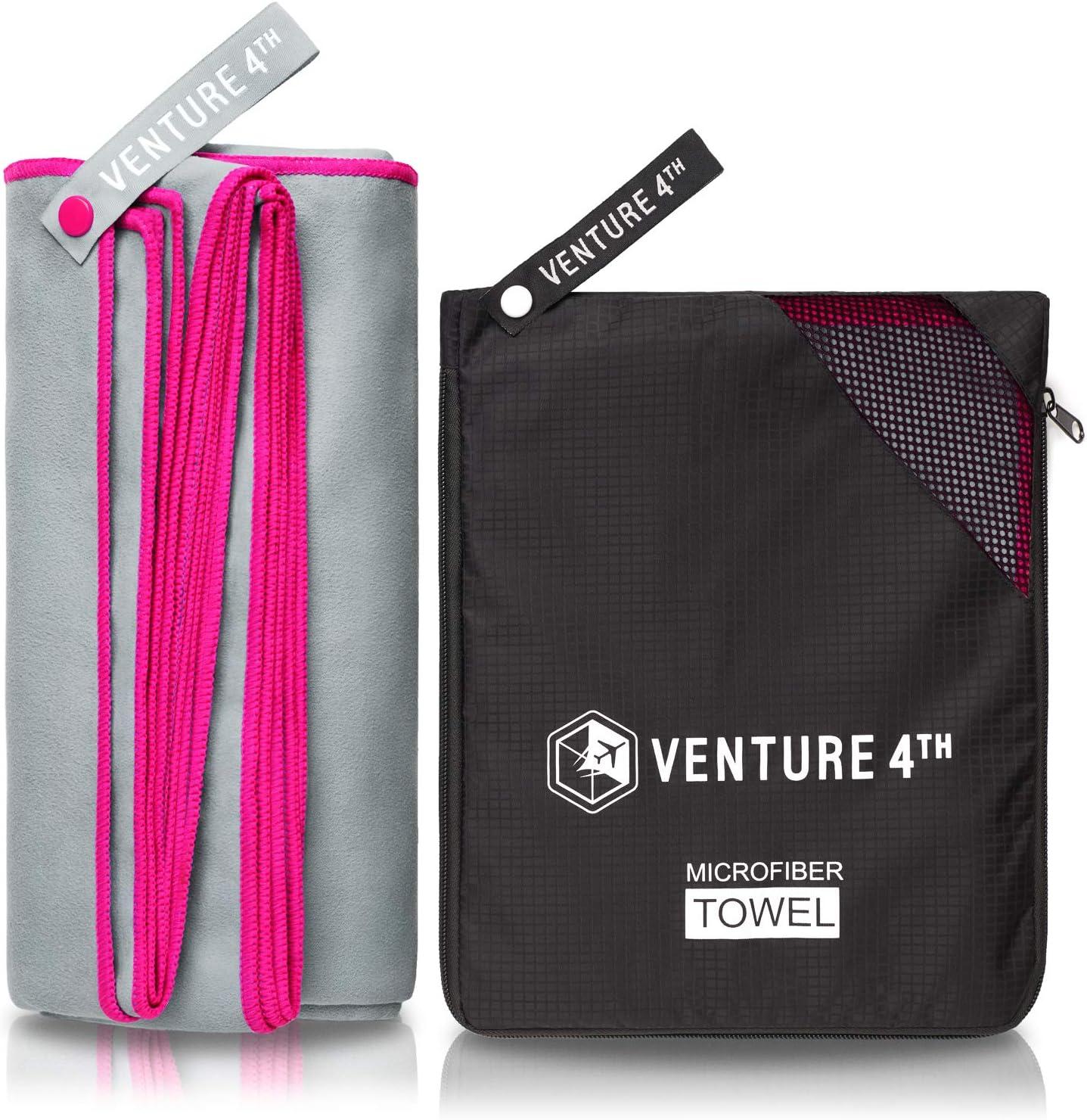 image:imageVENTURE 4TH Quick Dry Travel Towel Fast Drying Ultra Soft Microfiber Towels Essential for Camping Backpacking Yoga Swimming Gym Sports and Beach 3 Compact SizesGray Pink