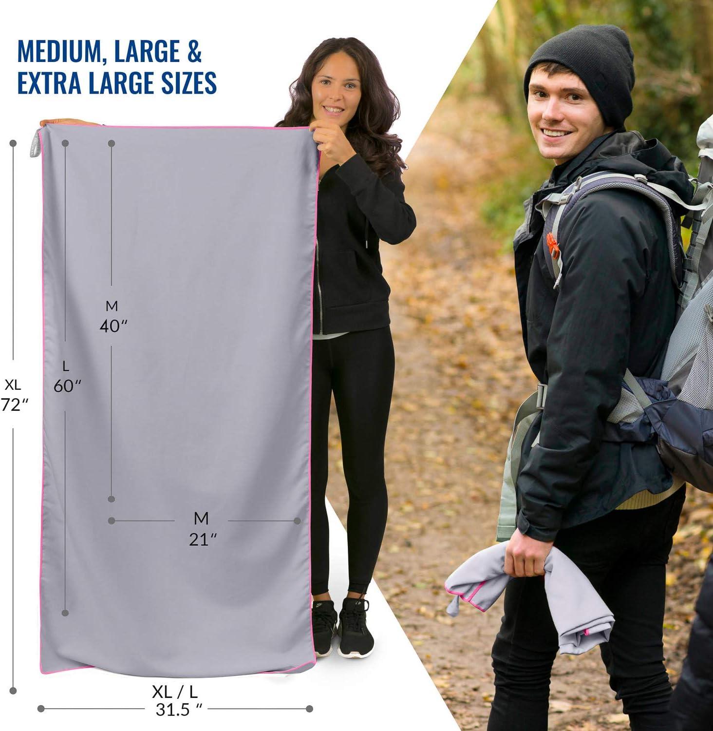 image:imageVENTURE 4TH Quick Dry Travel Towel Fast Drying Ultra Soft Microfiber Towels Essential for Camping Backpacking Yoga Swimming Gym Sports and Beach 3 Compact SizesGray Pink
