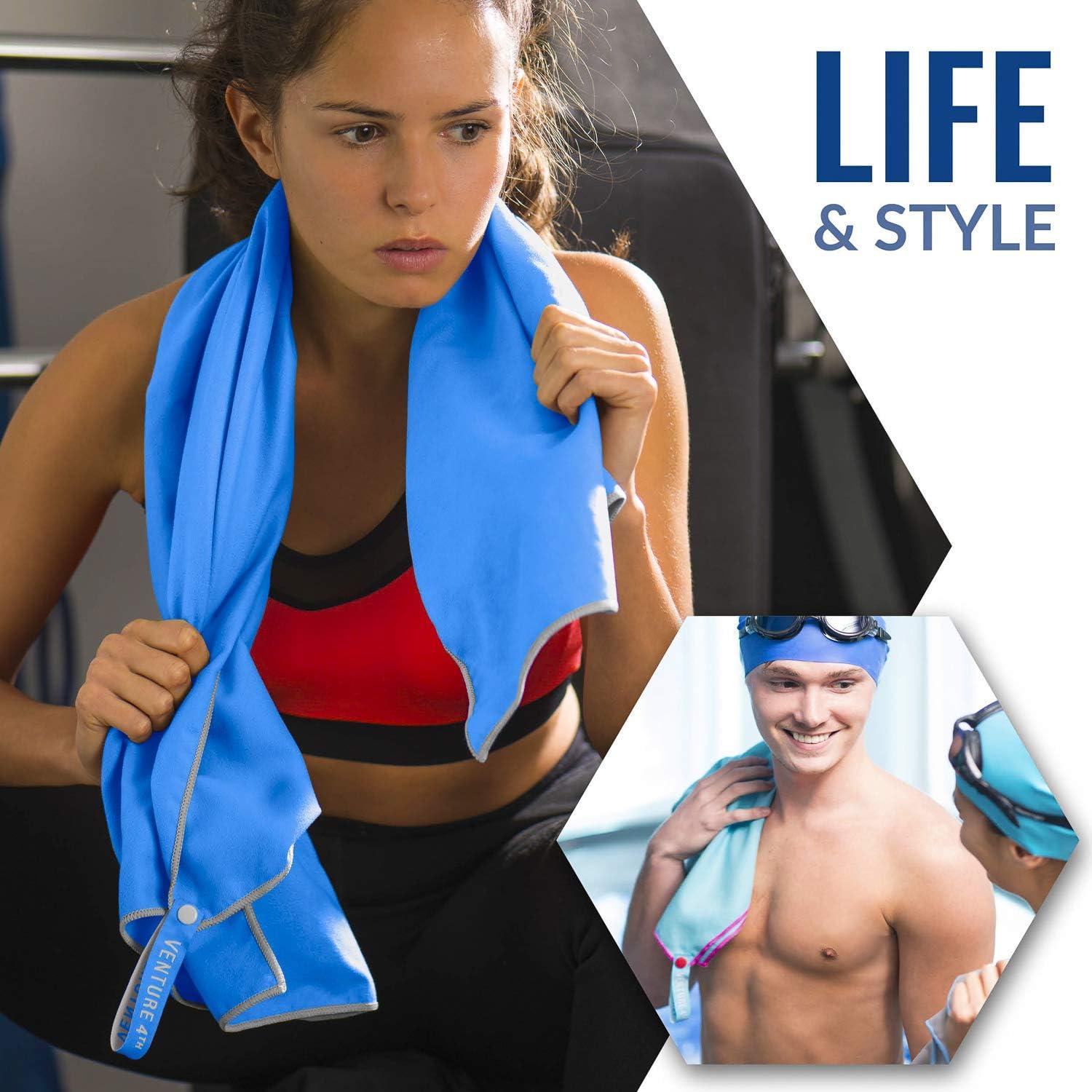 image:imageVENTURE 4TH Quick Dry Travel Towel Fast Drying Ultra Soft Microfiber Towels Essential for Camping Backpacking Yoga Swimming Gym Sports and Beach 3 Compact SizesNavy Gray
