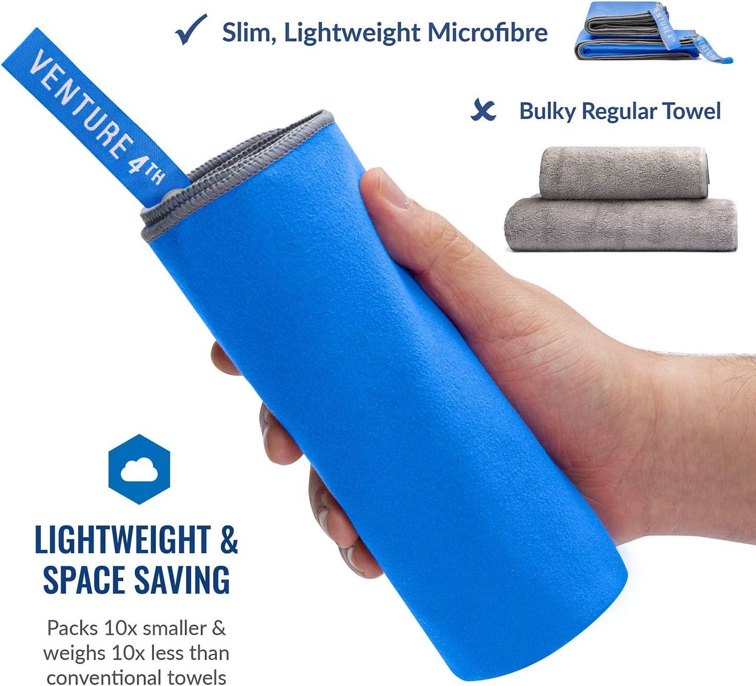 image:imageVENTURE 4TH Quick Dry Travel Towel Fast Drying Ultra Soft Microfiber Towels Essential for Camping Backpacking Yoga Swimming Gym Sports and Beach 3 Compact SizesNavy Gray