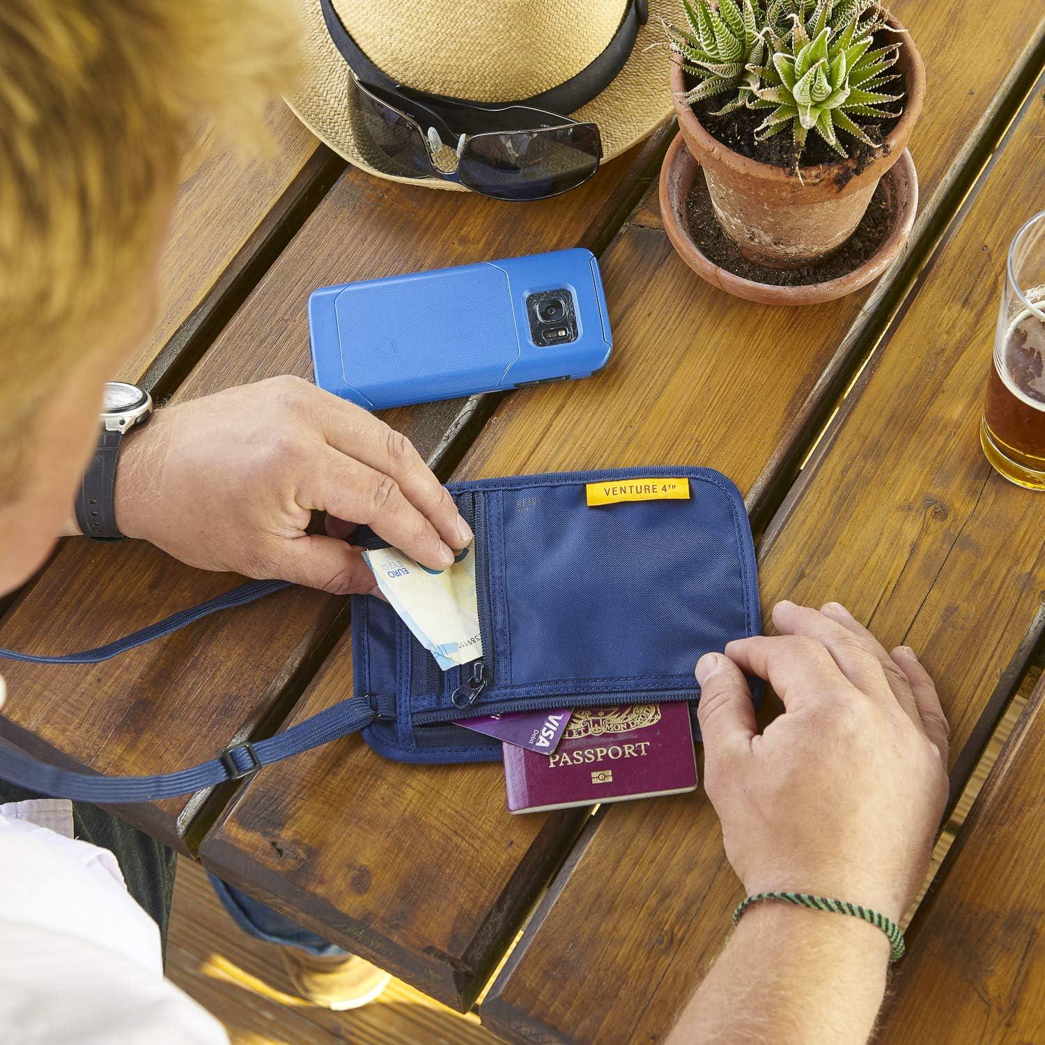 image:imageVENTURE 4TH RFID Blocking Travel Neck Wallet Security Neck Pouch Passport Holder with Nylon Lining GreenNavy Blue
