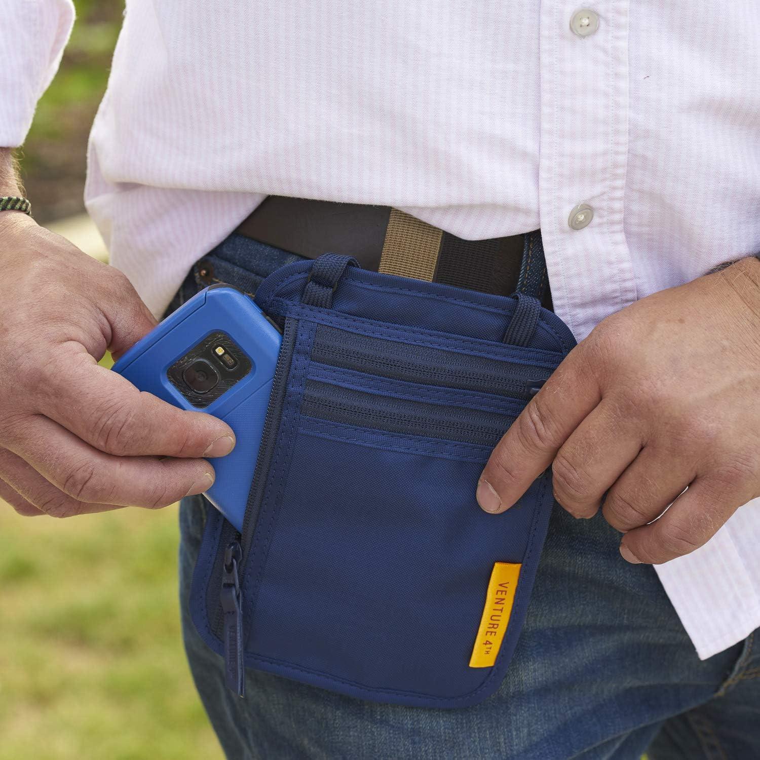 image:imageVENTURE 4TH RFID Blocking Travel Neck Wallet Security Neck Pouch Passport Holder with Nylon Lining GreenNavy Blue
