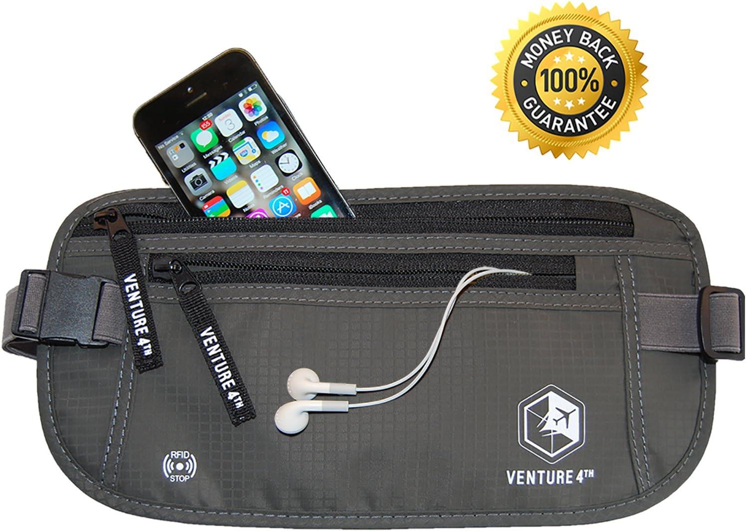 image:imageVENTURE 4TH Slim Minimalist Design RFID Money Belt with RFID Blocking Sleeves for Men and Women Ideal for Keeping Your Cash Credit Card Passport Phone Secure When Traveling GrayGray