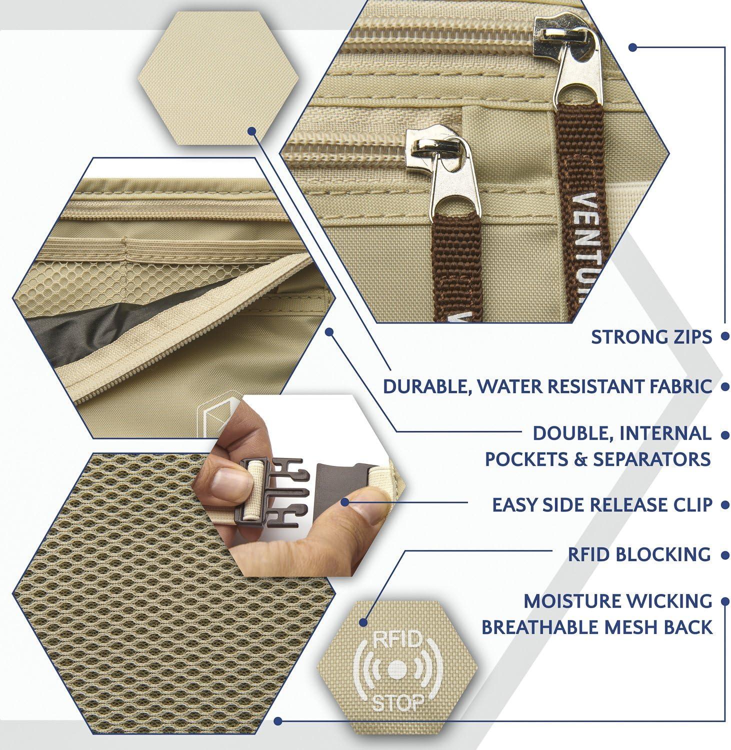 image:imageVENTURE 4TH Slim Minimalist Design RFID Money Belt with RFID Blocking Sleeves for Men and Women Ideal for Keeping Your Cash Credit Card Passport Phone Secure When Traveling GrayBeige