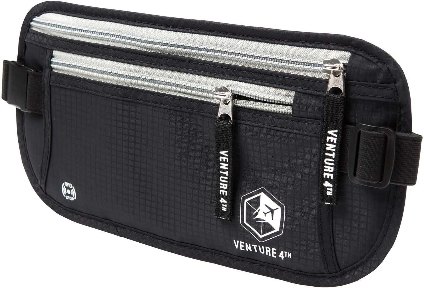 image:imageVENTURE 4TH Slim Minimalist Design RFID Money Belt with RFID Blocking Sleeves for Men and Women Ideal for Keeping Your Cash Credit Card Passport Phone Secure When Traveling GrayBlack