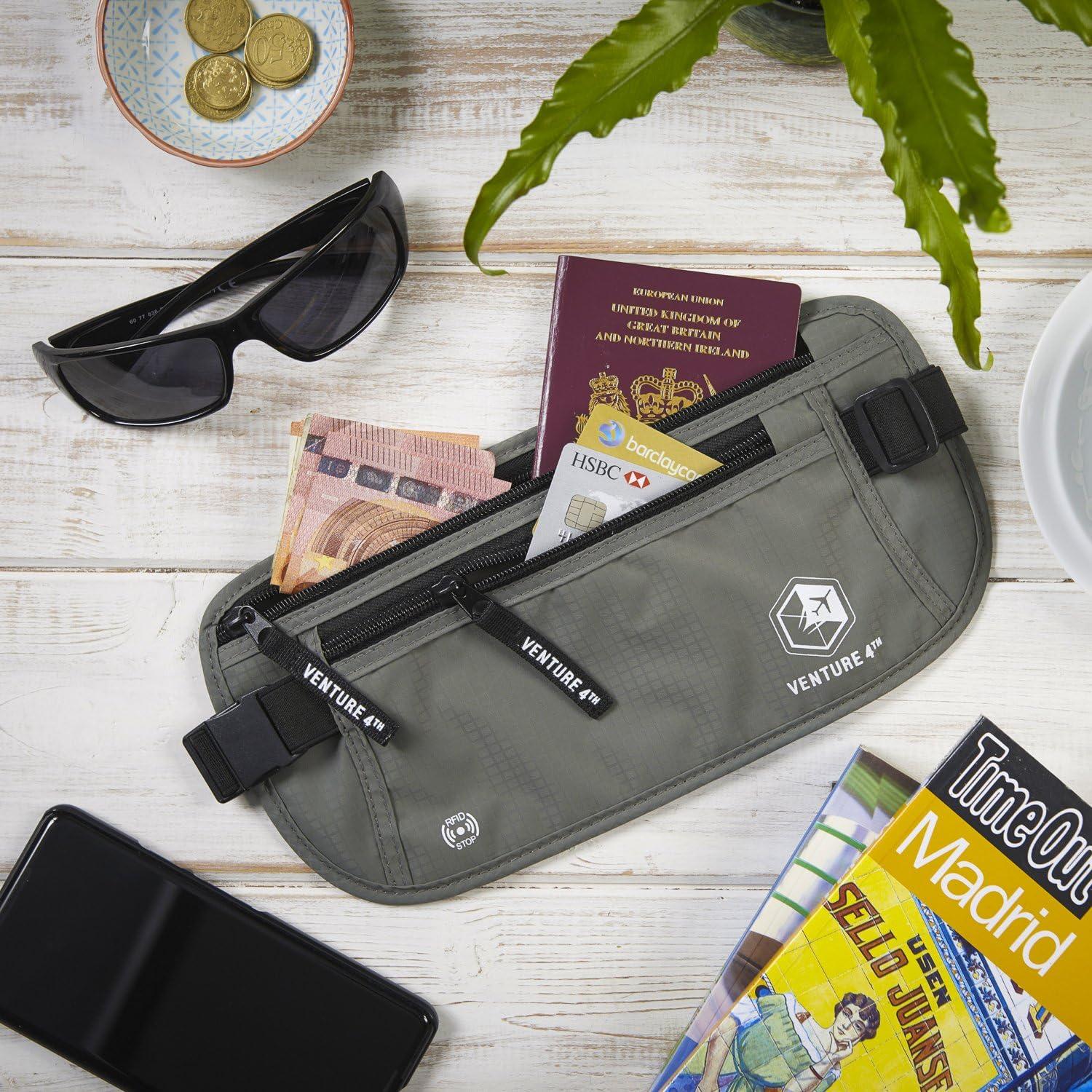 image:imageVENTURE 4TH Slim Minimalist Design RFID Money Belt with RFID Blocking Sleeves for Men and Women Ideal for Keeping Your Cash Credit Card Passport Phone Secure When Traveling GrayGray