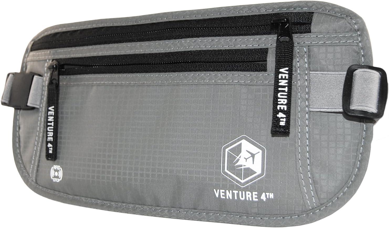 image:imageVENTURE 4TH Slim Minimalist Design RFID Money Belt with RFID Blocking Sleeves for Men and Women Ideal for Keeping Your Cash Credit Card Passport Phone Secure When Traveling GraySilver