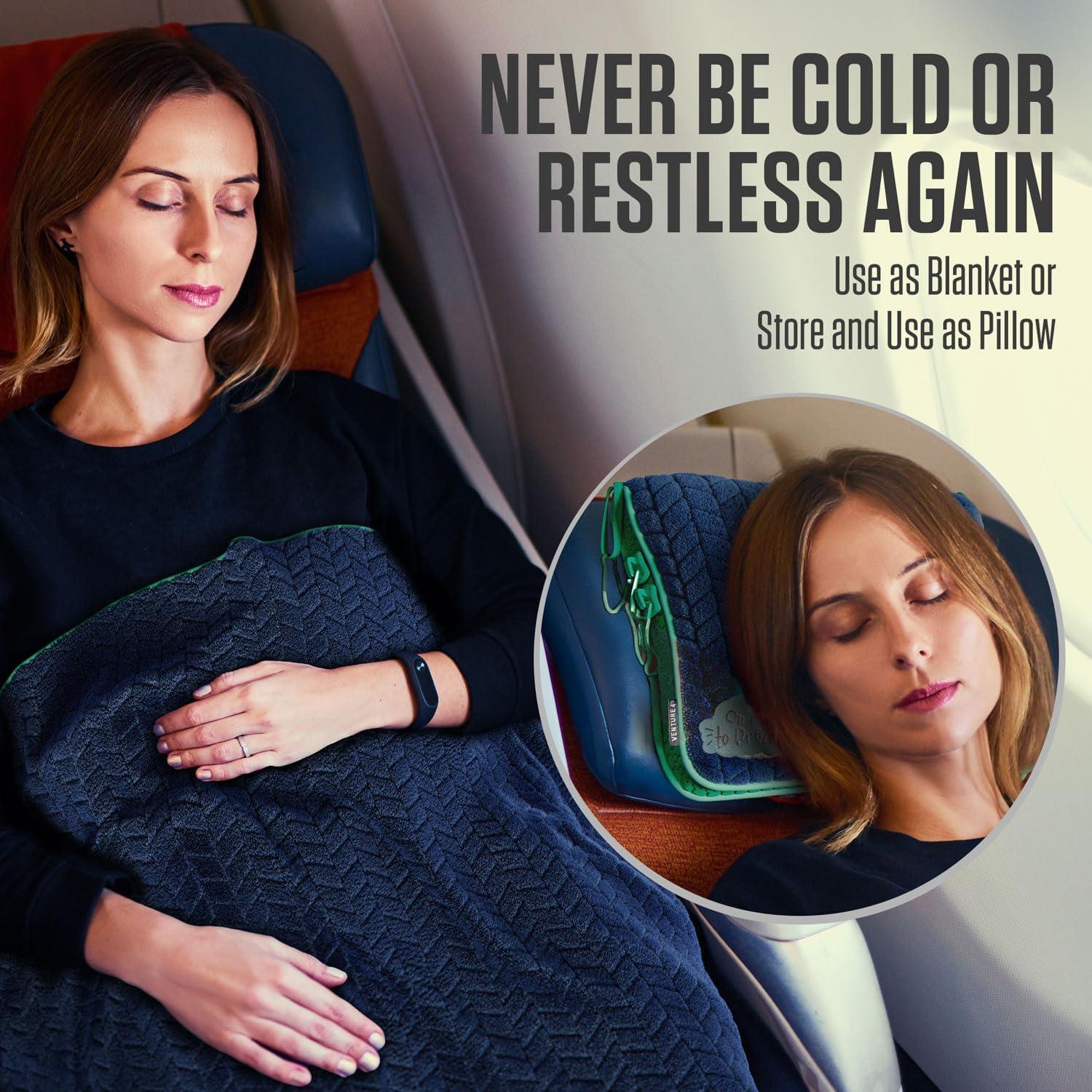 image:imageVENTURE 4TH Travel Blanket Pillow Premium UltraSoft amp Warm 2in1 Blanket or Pillow for Airplane Car amp Bus Compact Lightweight amp Portable LintFree No Shedding No Pilling GrayNavyteal