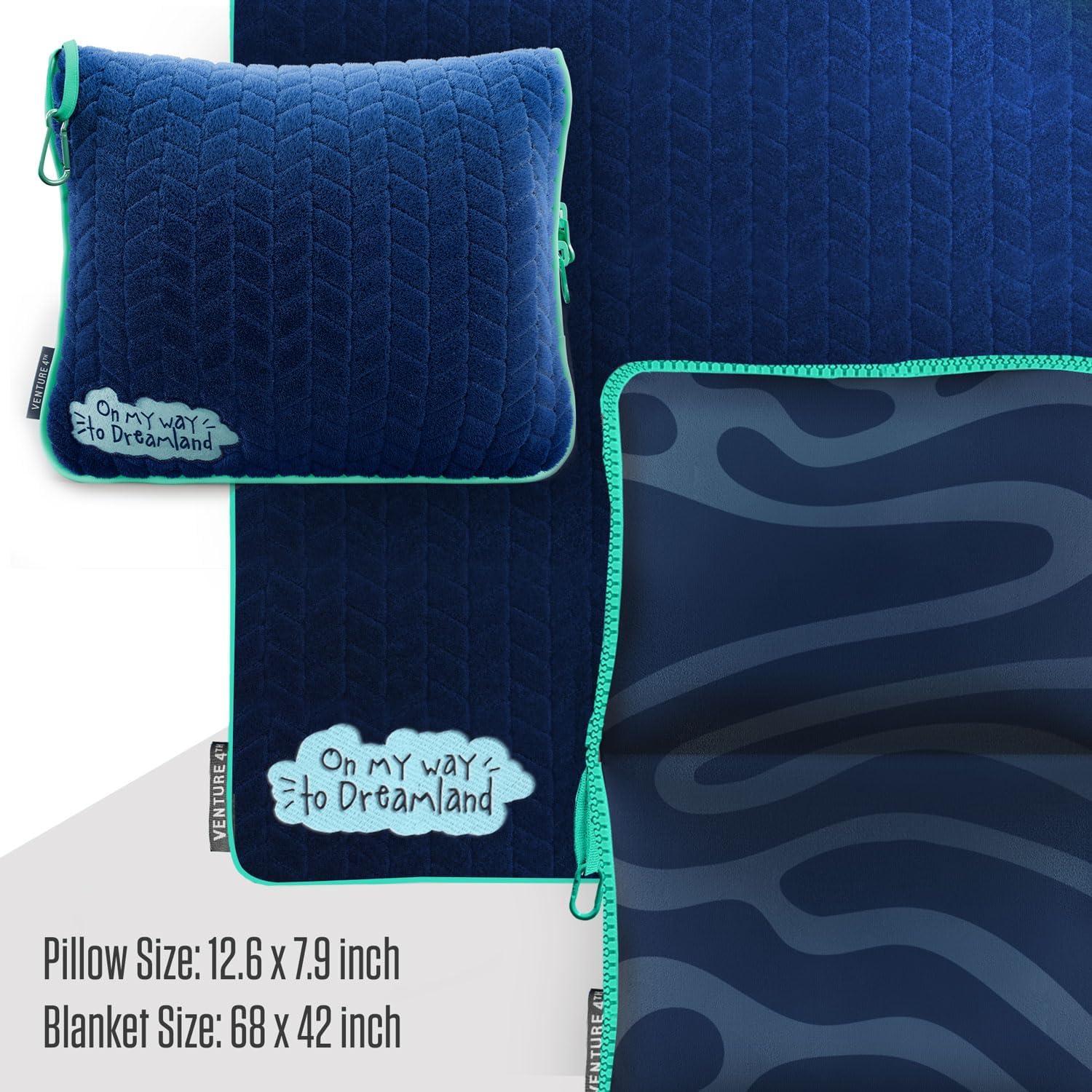 image:imageVENTURE 4TH Travel Blanket Pillow Premium UltraSoft amp Warm 2in1 Blanket or Pillow for Airplane Car amp Bus Compact Lightweight amp Portable LintFree No Shedding No Pilling GrayNavyteal
