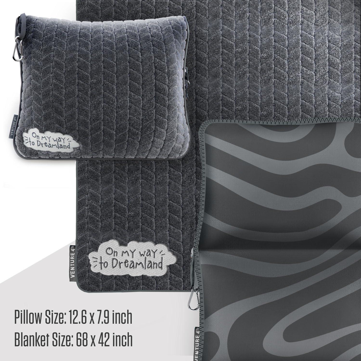 image:imageVENTURE 4TH Travel Blanket Pillow Premium UltraSoft amp Warm 2in1 Blanket or Pillow for Airplane Car amp Bus Compact Lightweight amp Portable LintFree No Shedding No Pilling GrayGraywhite