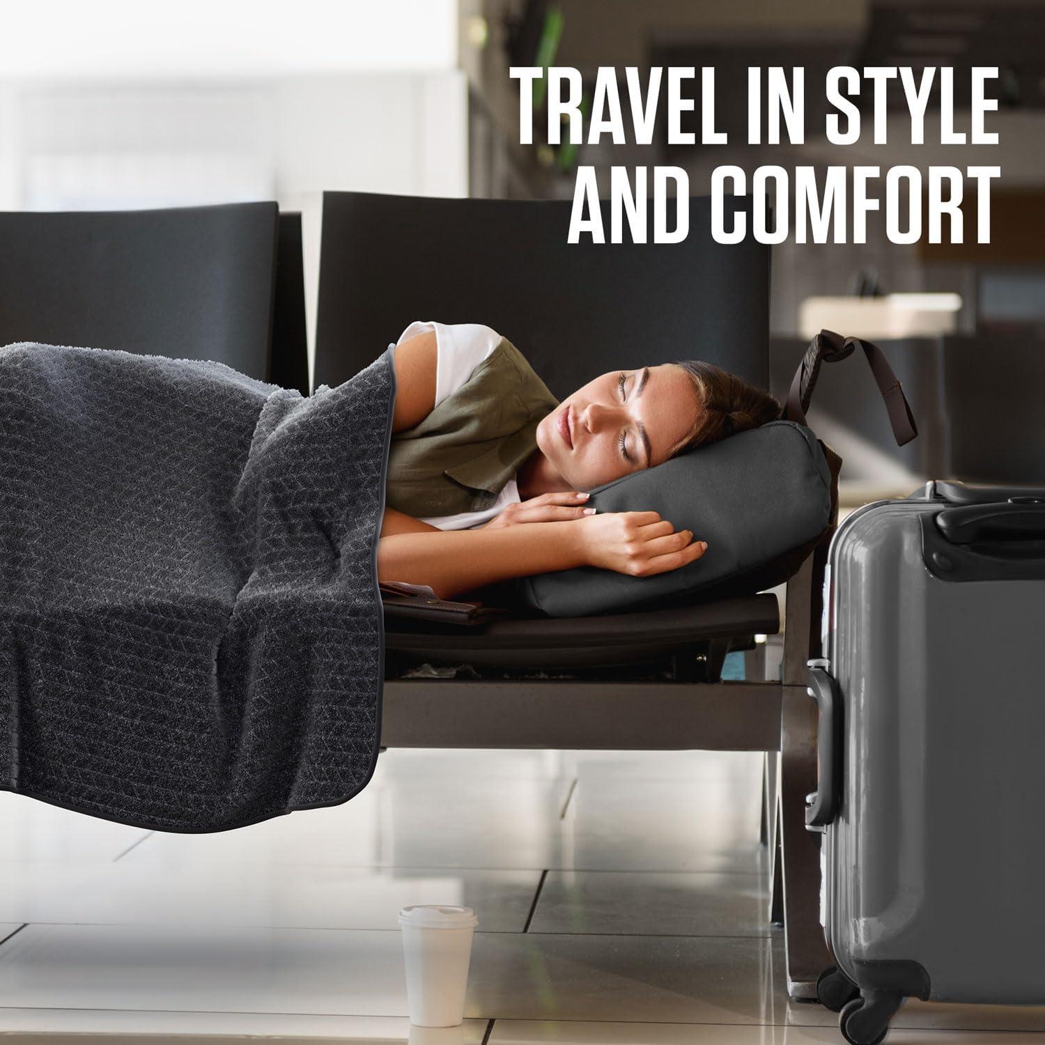 image:imageVENTURE 4TH Travel Blanket Pillow Premium UltraSoft amp Warm 2in1 Blanket or Pillow for Airplane Car amp Bus Compact Lightweight amp Portable LintFree No Shedding No Pilling GrayGraywhite