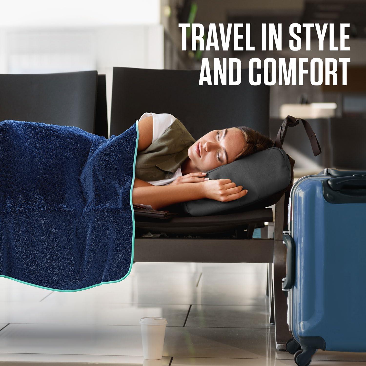 image:imageVENTURE 4TH Travel Blanket Pillow Premium UltraSoft amp Warm 2in1 Blanket or Pillow for Airplane Car amp Bus Compact Lightweight amp Portable LintFree No Shedding No Pilling GrayNavyteal