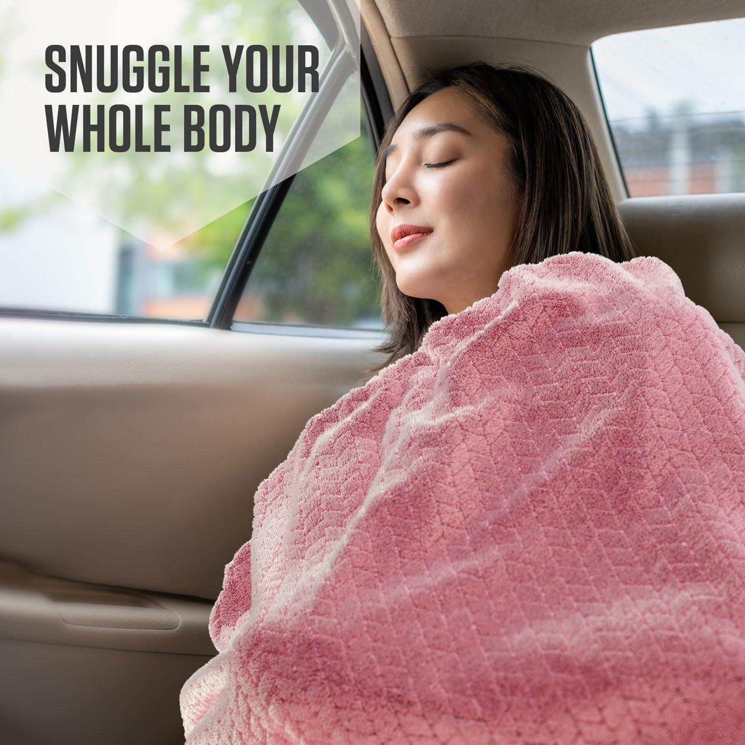 image:imageVENTURE 4TH Travel Blanket Pillow Premium UltraSoft amp Warm 2in1 Blanket or Pillow for Airplane Car amp Bus Compact Lightweight amp Portable LintFree No Shedding No Pilling GrayPinkwhite