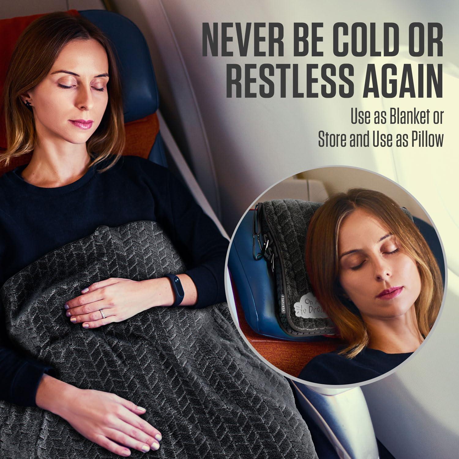 image:imageVENTURE 4TH Travel Blanket Pillow Premium UltraSoft amp Warm 2in1 Blanket or Pillow for Airplane Car amp Bus Compact Lightweight amp Portable LintFree No Shedding No Pilling GrayGraywhite