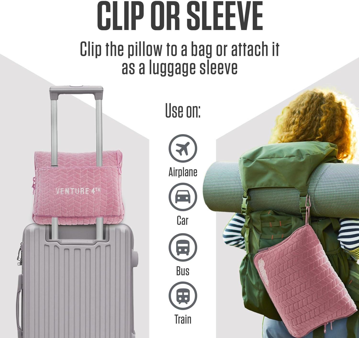image:imageVENTURE 4TH Travel Blanket Pillow Premium UltraSoft amp Warm 2in1 Blanket or Pillow for Airplane Car amp Bus Compact Lightweight amp Portable LintFree No Shedding No Pilling GrayPinkwhite