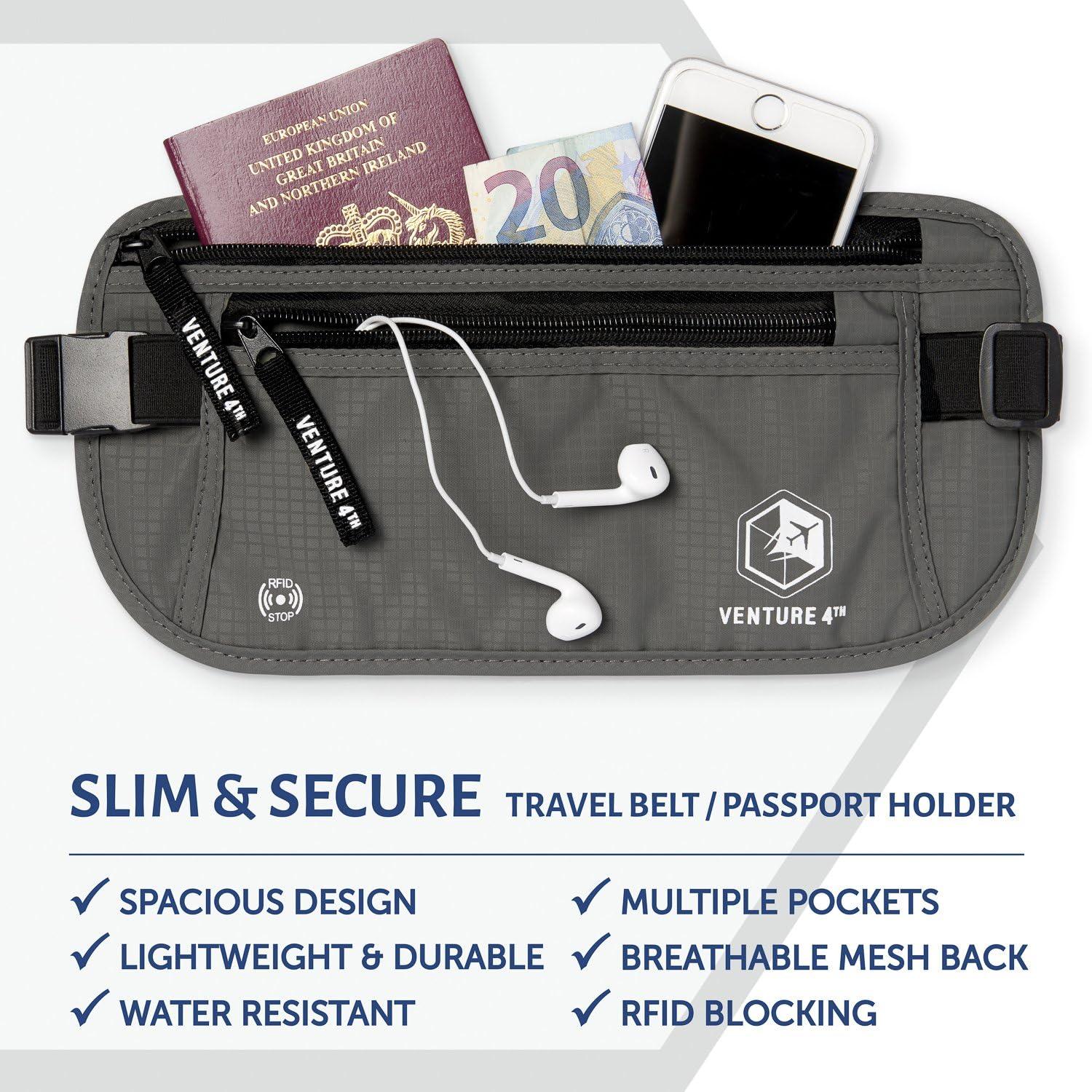 image:imageVENTURE 4TH Travel Money Belt amp Quick Dry Towel Set Ideal Travel Bundle for Vacations Backpacking and Business Trips Travel Towel Size L