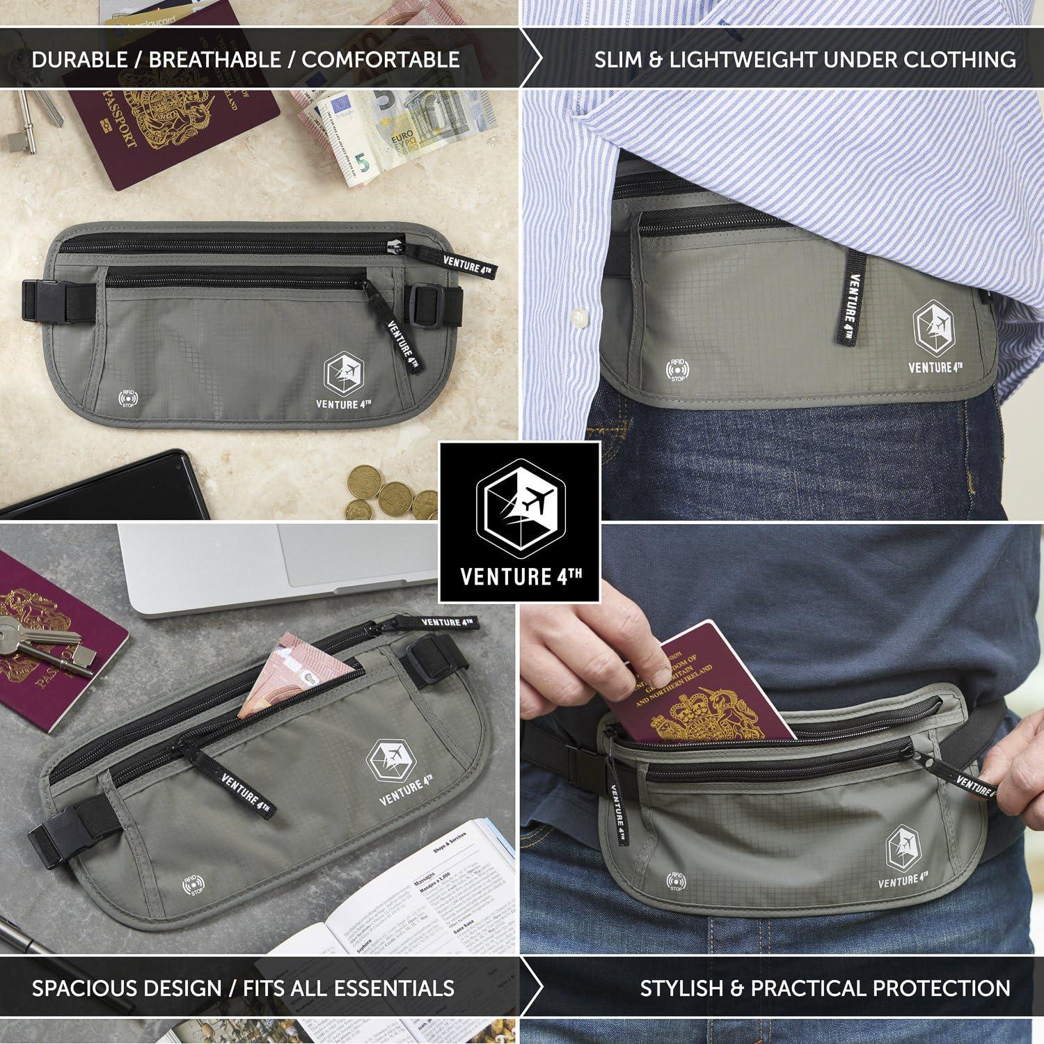 image:imageVENTURE 4TH Travel Money Belt amp Quick Dry Towel Set Ideal Travel Bundle for Vacations Backpacking and Business Trips Travel Towel Size M