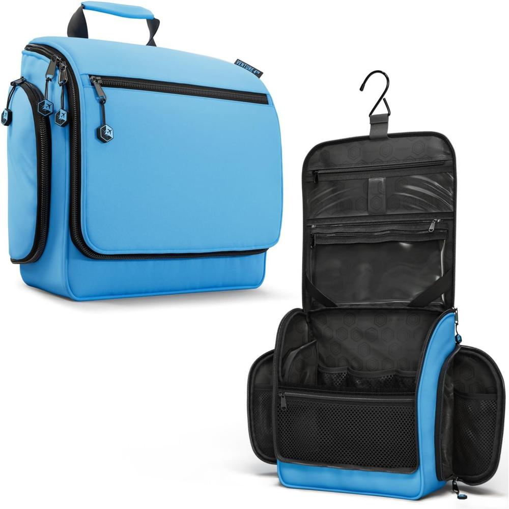image:imageVENTURE 4TH Hanging Travel Toiletry Bag for Women amp Men Large Toiletry Organizer with 18 Compartments Removable TSA Pouch Travel Wash Bag for Toiletries Makeup amp Shaving Kit Forest GreenLight Blue