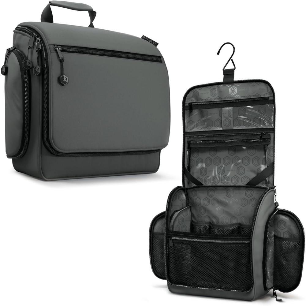 image:imageVENTURE 4TH Hanging Travel Toiletry Bag for Women amp Men Large Toiletry Organizer with 18 Compartments Removable TSA Pouch Travel Wash Bag for Toiletries Makeup amp Shaving Kit Forest GreenShadow Gray
