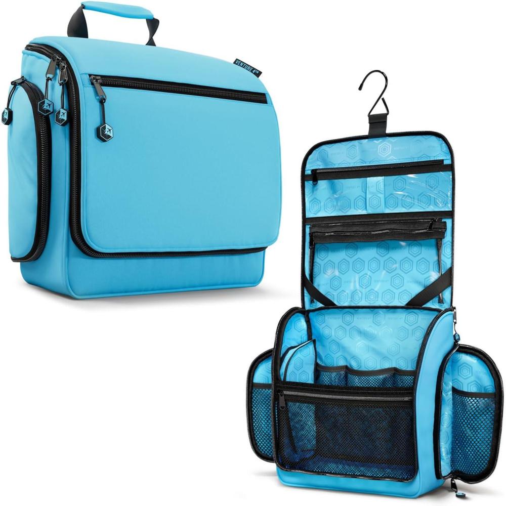 image:imageVENTURE 4TH Hanging Travel Toiletry Bag for Women amp Men Large Toiletry Organizer with 18 Compartments Removable TSA Pouch Travel Wash Bag for Toiletries Makeup amp Shaving Kit Forest GreenTiffany Blue