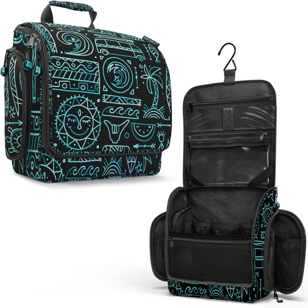 image:imageVENTURE 4TH Hanging Travel Toiletry Bag for Women amp Men Large Toiletry Organizer with 18 Compartments Removable TSA Pouch Travel Wash Bag for Toiletries Makeup amp Shaving Kit Forest GreenSurfing Vibes