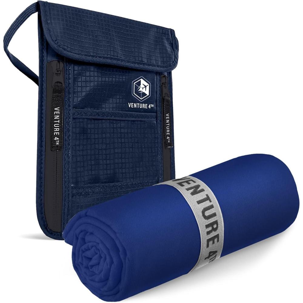 image:imageVENTURE 4TH Hidden Neck Pouch for Travel amp Quick Dry Towel Set Ideal Travel Bundle for Vacations Backpacking and Business Trips Travel Towel Size L