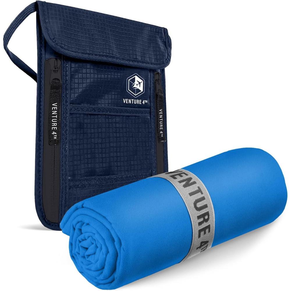 image:imageVENTURE 4TH Hidden Neck Pouch for Travel amp Quick Dry Towel Set Ideal Travel Bundle for Vacations Backpacking and Business Trips Travel Towel Size XL