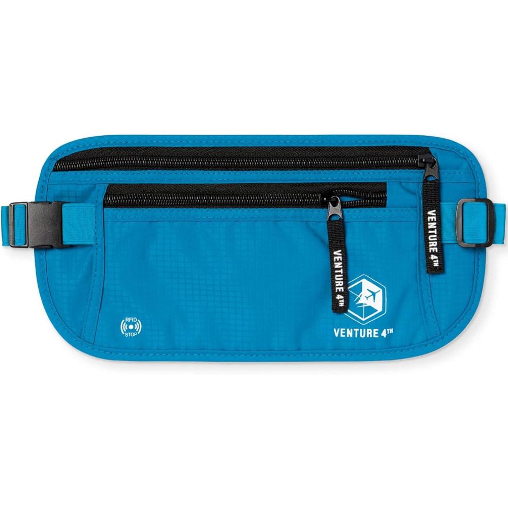 image:imageVENTURE 4TH Money Belt for Travel Hidden UnderClothes RFID Blocking Passport Holder amp Slim Travel Wallet Pouch for Men amp Women to Protect Cash Cards amp Documents Sleek BlueBlue