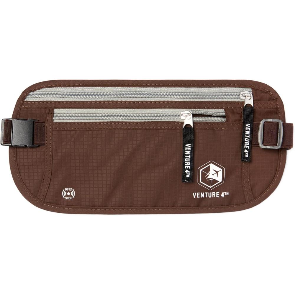 image:imageVENTURE 4TH Money Belt for Travel Hidden UnderClothes RFID Blocking Passport Holder amp Slim Travel Wallet Pouch for Men amp Women to Protect Cash Cards amp Documents Sleek BlueBrown