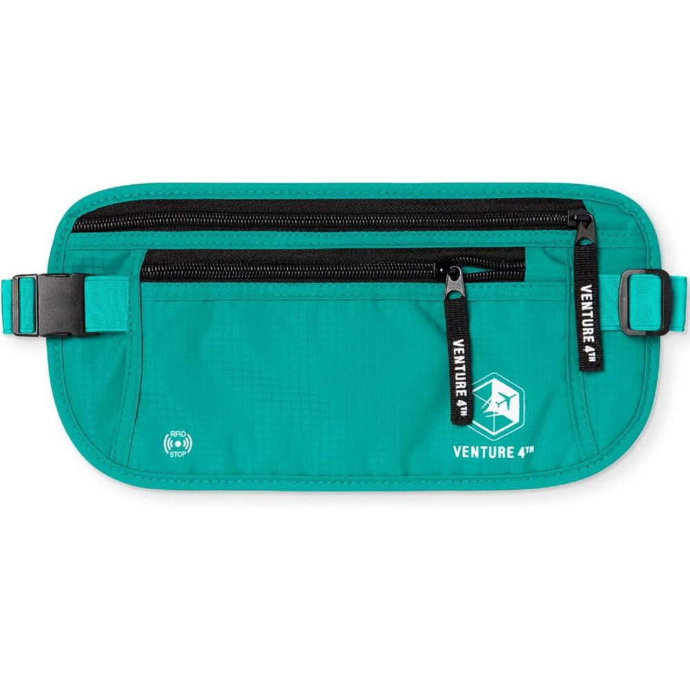 image:imageVENTURE 4TH Money Belt for Travel Hidden UnderClothes RFID Blocking Passport Holder amp Slim Travel Wallet Pouch for Men amp Women to Protect Cash Cards amp Documents Sleek BlueTurquoise