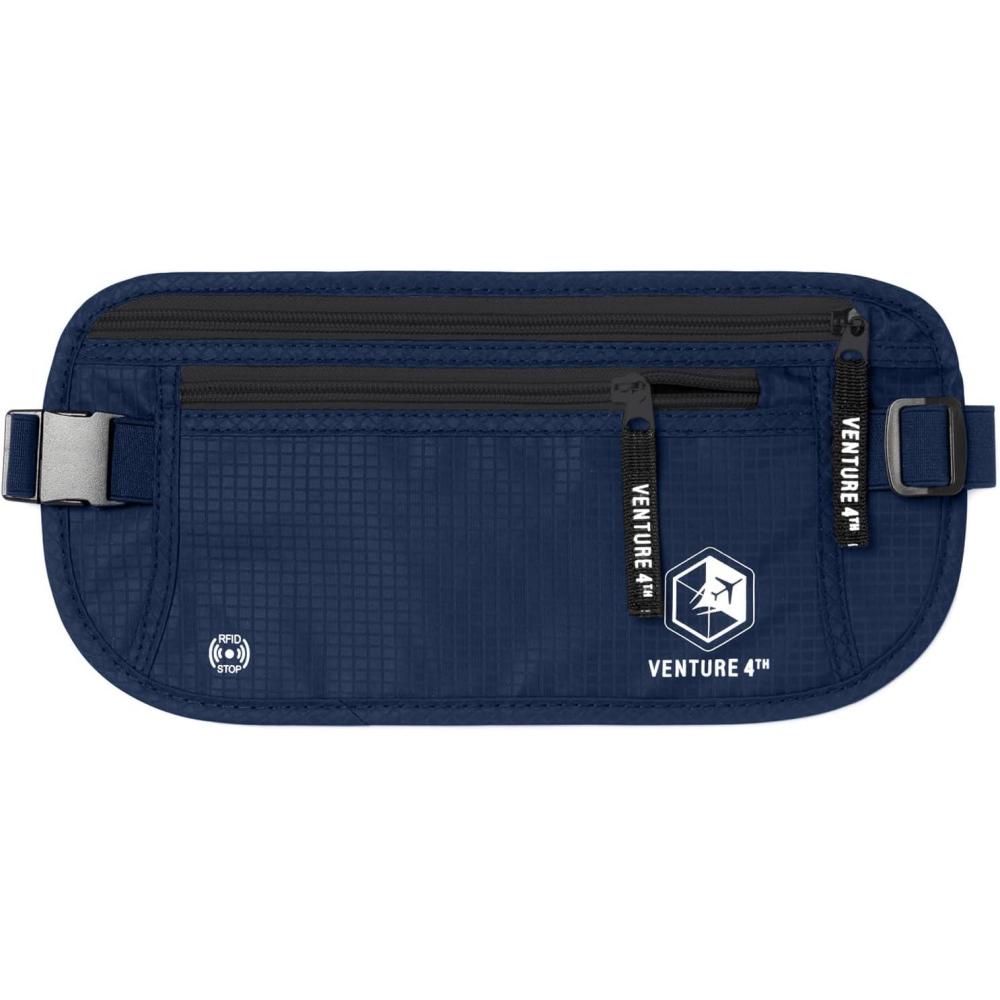 image:imageVENTURE 4TH Money Belt for Travel Hidden UnderClothes RFID Blocking Passport Holder amp Slim Travel Wallet Pouch for Men amp Women to Protect Cash Cards amp Documents Sleek BlueNavy Blue