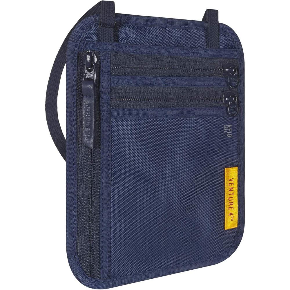 image:imageVENTURE 4TH RFID Blocking Travel Neck Wallet Security Neck Pouch Passport Holder with Nylon Lining GreenNavy Blue