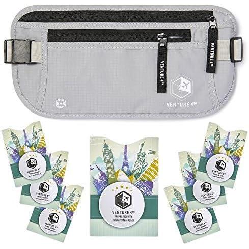 image:imageVENTURE 4TH Slim Minimalist Design RFID Money Belt with RFID Blocking Sleeves for Men and Women Ideal for Keeping Your Cash Credit Card Passport Phone Secure When Traveling GraySilver