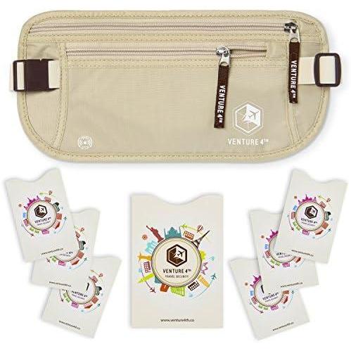 image:imageVENTURE 4TH Slim Minimalist Design RFID Money Belt with RFID Blocking Sleeves for Men and Women Ideal for Keeping Your Cash Credit Card Passport Phone Secure When Traveling GrayBeige