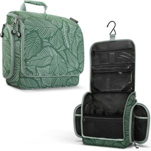 image:imageVENTURE 4TH Hanging Travel Toiletry Bag for Women amp Men  Large Toiletry Organizer with 18 Compartments Removable TSA Pouch Travel Wash Bag for Toiletries Makeup amp Shaving Kit Forest GreenGreen Leaves