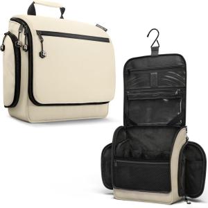 image:imageVENTURE 4TH Hanging Travel Toiletry Bag for Women amp Men  Large Toiletry Organizer with 18 Compartments Removable TSA Pouch Travel Wash Bag for Toiletries Makeup amp Shaving Kit Forest GreenBeige