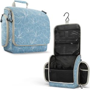 image:imageVENTURE 4TH Hanging Travel Toiletry Bag for Women amp Men  Large Toiletry Organizer with 18 Compartments Removable TSA Pouch Travel Wash Bag for Toiletries Makeup amp Shaving Kit Forest GreenBlue Flowers