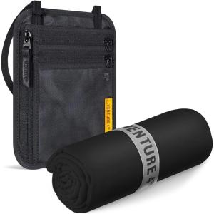 image:imageVENTURE 4TH Hidden Neck Pouch for Travel amp Quick Dry Towel Set  Ideal Travel Bundle for Vacations Backpacking and Business Trips  Travel Towel Size M