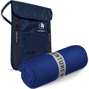 image:imageVENTURE 4TH Hidden Neck Pouch for Travel amp Quick Dry Towel Set  Ideal Travel Bundle for Vacations Backpacking and Business Trips  Travel Towel Size L