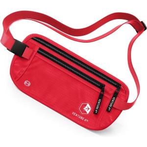 image:imageVENTURE 4TH Money Belt for Travel  Hidden UnderClothes RFID Blocking Passport Holder amp Slim Travel Wallet Pouch for Men amp Women to Protect Cash Cards amp Documents Sleek BlueRed