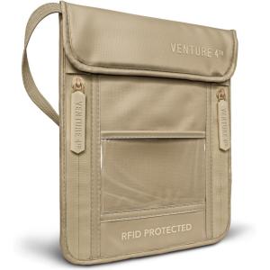 image:imageVENTURE 4TH Neck Wallet for Women amp Men  RFID Blocking Passport Holder for Travel Hidden Neck Pouch with 6 Compartments Slim Lightweight Travel Organizer with Adjustable Strap BeigeSleek Beige