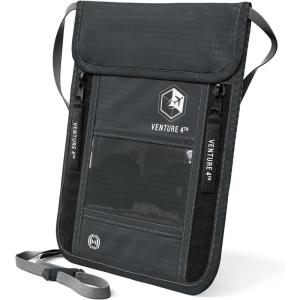 image:imageVENTURE 4TH Neck Wallet for Women amp Men  RFID Blocking Passport Holder for Travel Hidden Neck Pouch with 6 Compartments Slim Lightweight Travel Organizer with Adjustable Strap BeigeGray