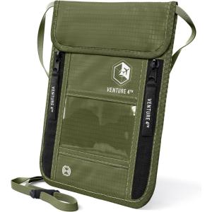 image:imageVENTURE 4TH Neck Wallet for Women amp Men  RFID Blocking Passport Holder for Travel Hidden Neck Pouch with 6 Compartments Slim Lightweight Travel Organizer with Adjustable Strap BeigeGreen