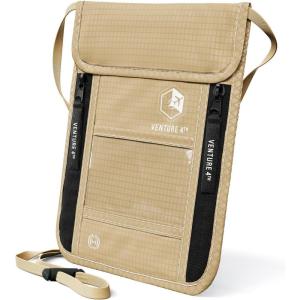 image:imageVENTURE 4TH Neck Wallet for Women amp Men  RFID Blocking Passport Holder for Travel Hidden Neck Pouch with 6 Compartments Slim Lightweight Travel Organizer with Adjustable Strap BeigeBeige