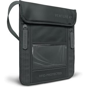 image:imageVENTURE 4TH Neck Wallet for Women amp Men  RFID Blocking Passport Holder for Travel Hidden Neck Pouch with 6 Compartments Slim Lightweight Travel Organizer with Adjustable Strap BeigeSleek Gray