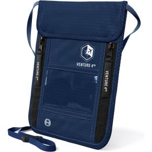 image:imageVENTURE 4TH Neck Wallet for Women amp Men  RFID Blocking Passport Holder for Travel Hidden Neck Pouch with 6 Compartments Slim Lightweight Travel Organizer with Adjustable Strap BeigeNavy Blue