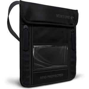 image:imageVENTURE 4TH Neck Wallet for Women amp Men  RFID Blocking Passport Holder for Travel Hidden Neck Pouch with 6 Compartments Slim Lightweight Travel Organizer with Adjustable Strap BeigeSleek Black