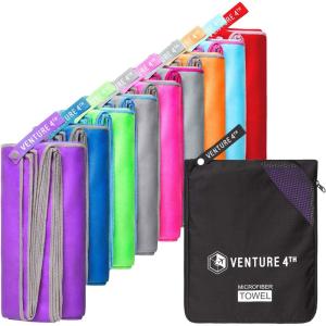 image:imageVENTURE 4TH Quick Dry Travel Towel  Fast Drying Ultra Soft Microfiber Towels  Essential for Camping Backpacking Yoga Swimming Gym Sports and Beach  3 Compact SizesPurple Gray