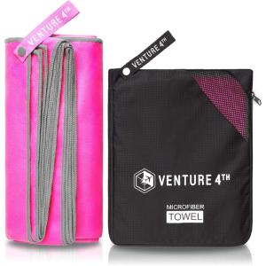 image:imageVENTURE 4TH Quick Dry Travel Towel  Fast Drying Ultra Soft Microfiber Towels  Essential for Camping Backpacking Yoga Swimming Gym Sports and Beach  3 Compact SizesPink Gray