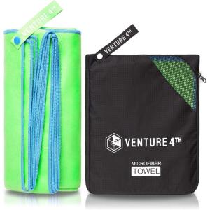 image:imageVENTURE 4TH Quick Dry Travel Towel  Fast Drying Ultra Soft Microfiber Towels  Essential for Camping Backpacking Yoga Swimming Gym Sports and Beach  3 Compact SizesGreen Blue